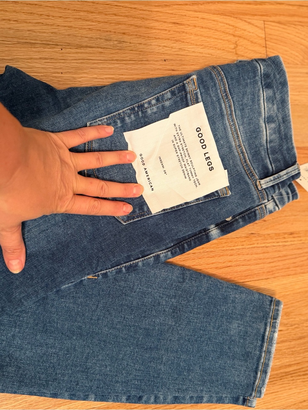 Good American Good Legs Always Fits Dark Blue Skinny Distressed Jeans - Picture 3 of 3